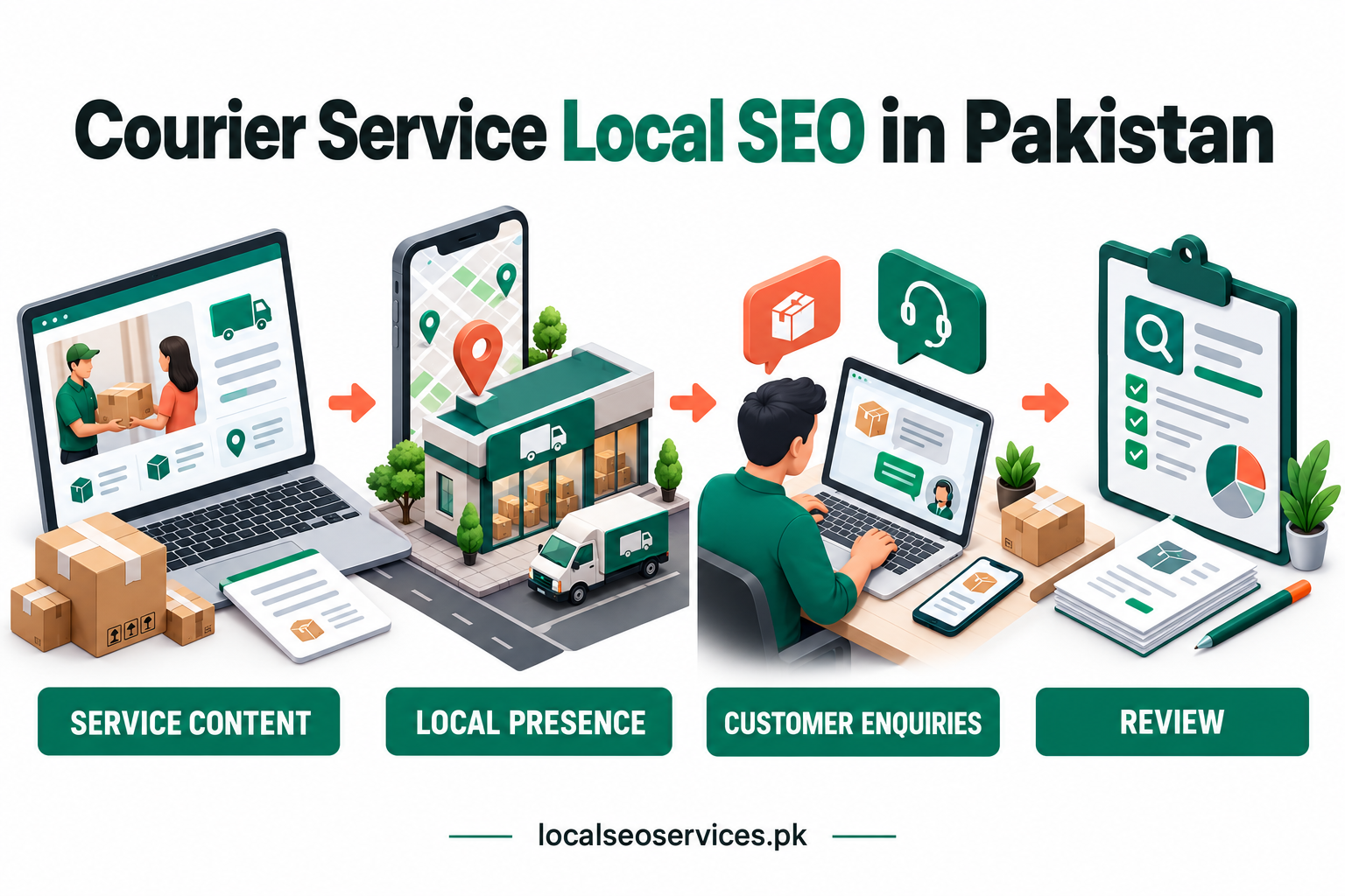 Courier Service Local SEO in Pakistan: business services, profile, local visibility and enquiries.