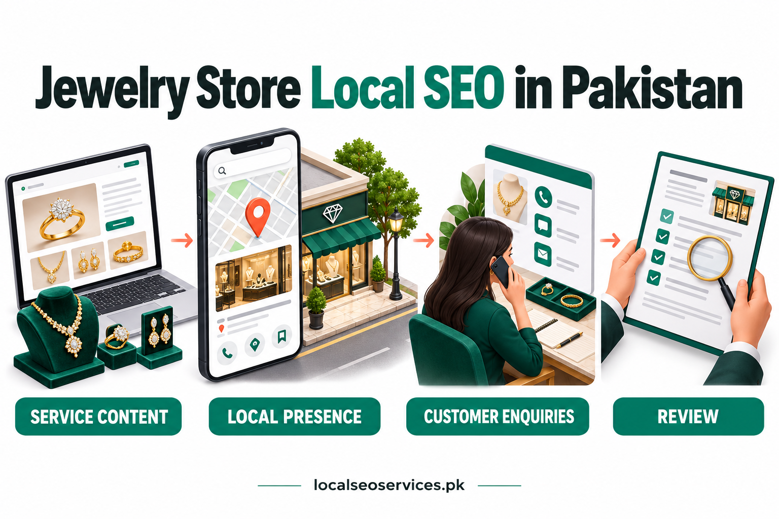 Jewelry Store Local SEO in Pakistan: business services, profile, local visibility and enquiries.