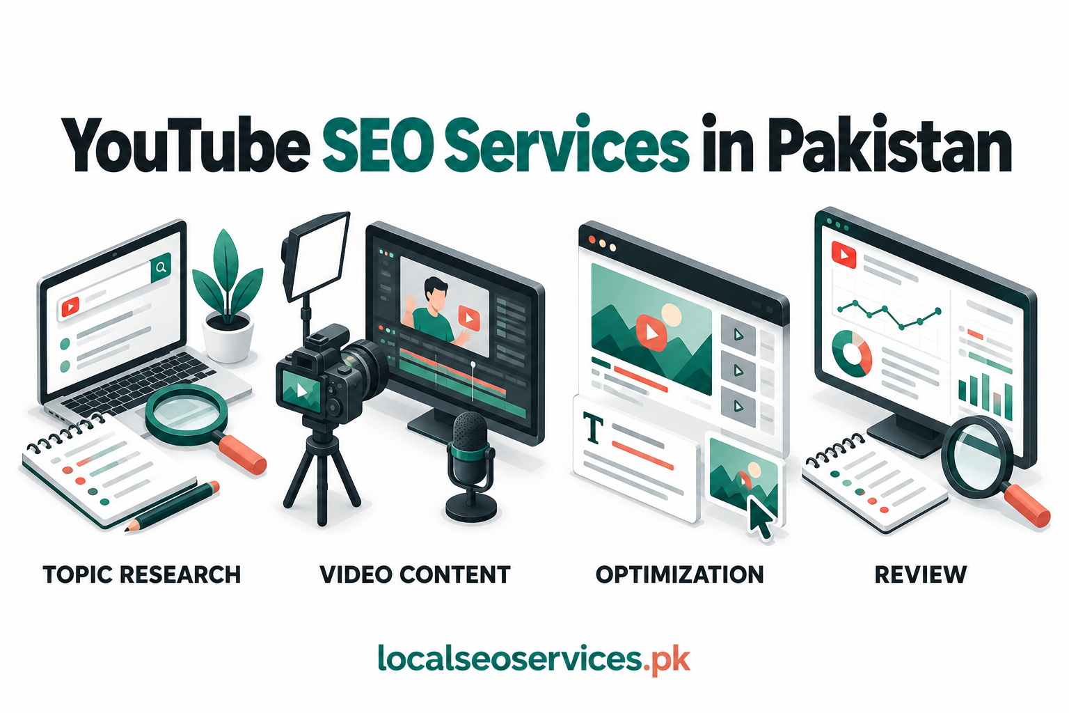 YouTube SEO Services in Pakistan: video topics, search optimization and performance review.